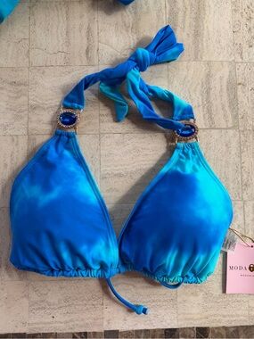 Moda Minx Blu Ombre Blue Halter Bikini Top